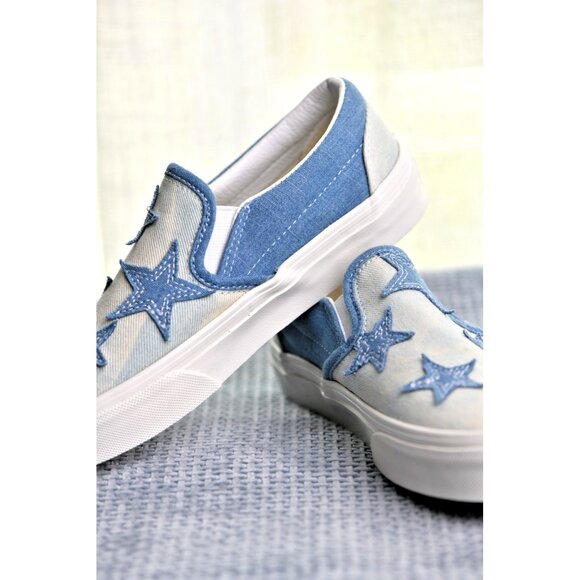 New! Size: 5.5 Women/4 Men | Vans Classic SLIP-ON Sneakers Starry Night Denim - Picture 4 of 16